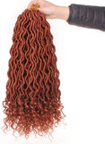 Xtrend Goddess Faux Locs Curly Crochet Braid Synthetic Hair 18'' 20roots Ombre Braiding Hair Brown High Temperature Fiber