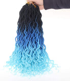 Xtrend Goddess Faux Locs Curly Crochet Braid Synthetic Hair 18'' 20roots Ombre Braiding Hair Brown High Temperature Fiber