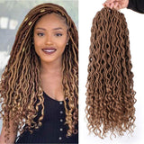 Xtrend Goddess Faux Locs Curly Crochet Braid Synthetic Hair 18'' 20roots Ombre Braiding Hair Brown High Temperature Fiber