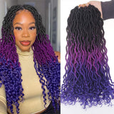Xtrend Goddess Faux Locs Curly Crochet Braid Synthetic Hair 18'' 20roots Ombre Braiding Hair Brown High Temperature Fiber
