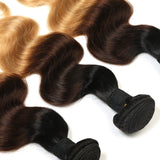 3PCS/Lot Ombre Malaysian virgin Hair Body Wave Human Hair Bundles Three Tone 1B/4/27 Hair Extension