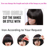 Short Bob Wigs Human Hair With Bangs Brazilian Virgin Straight Human Hair Wigs Glueless None Lace Front Wigs