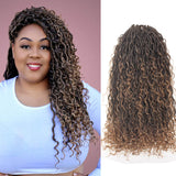 Xtrend 18inch Boho Faux Locs Crochet Hair Pre-Looped Bohemian Goddess Locs Hair Wavy Crochet Braids With Curly Hair 16Strands/pack