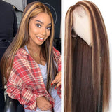 Xtrend 4/27 Highlight Honey Blonde Color Straight Human Hair 13x4 Lace Frontal Wig With Baby Hair