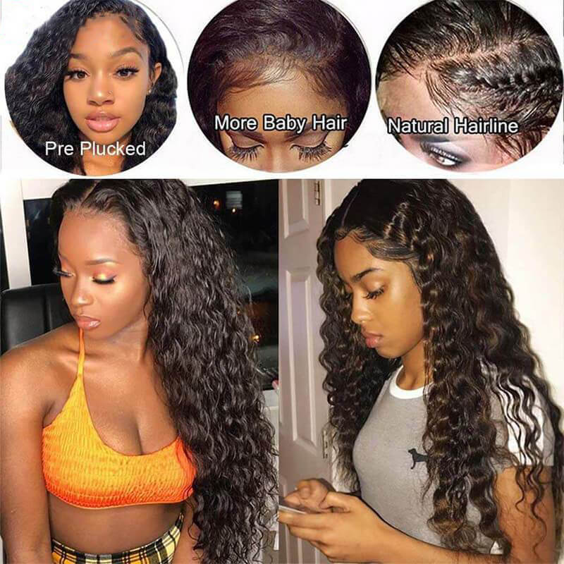 Xtrend Brazilian Human Hair Water Wave 13x4 Lace Frontal Wigs 100% Unprocessed Virgin Hair