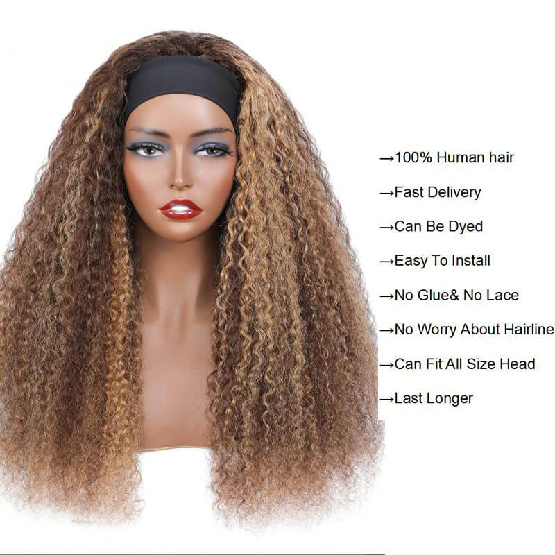 Xtrend Brazilian Ombre Jerry Curly Headband Wig Human Hair Wigs For Black Women