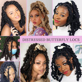 Xtrend Butterfly Locs Crochet Hair 12 inch Short Pre looped Natural Messy Distressed Locs Crochet Braids