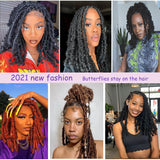 Xtrend Butterfly Locs Crochet Hair 12 inch Short Pre looped Natural Messy Distressed Locs Crochet Braids