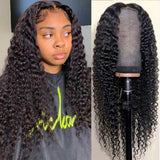 Xtrend Deep Curly Lace Front Wig Human Hair Wigs For Black Women Deep Wave 4x4 Glueless Lace Closure Wig Prelucked Hairline