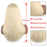 Xtrend Hair Bangs Front Wigs Long Blonde Straight Bob Synthetic Wig Heat Resistant With For Woman