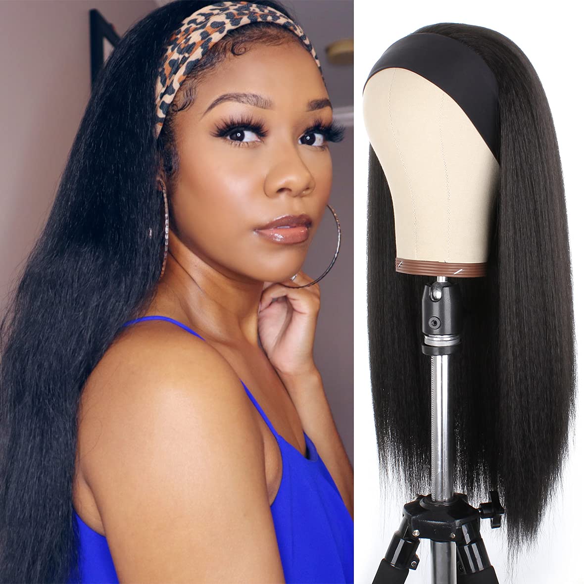 Xtrend Headband Wig 20 inches Long Yaki Straight Wigs Synthetic