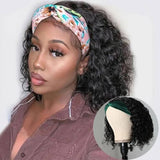 Xtrend Headband Wig Short Bob Wig Water Wave Human Hair Wigs Natural Black Wigs