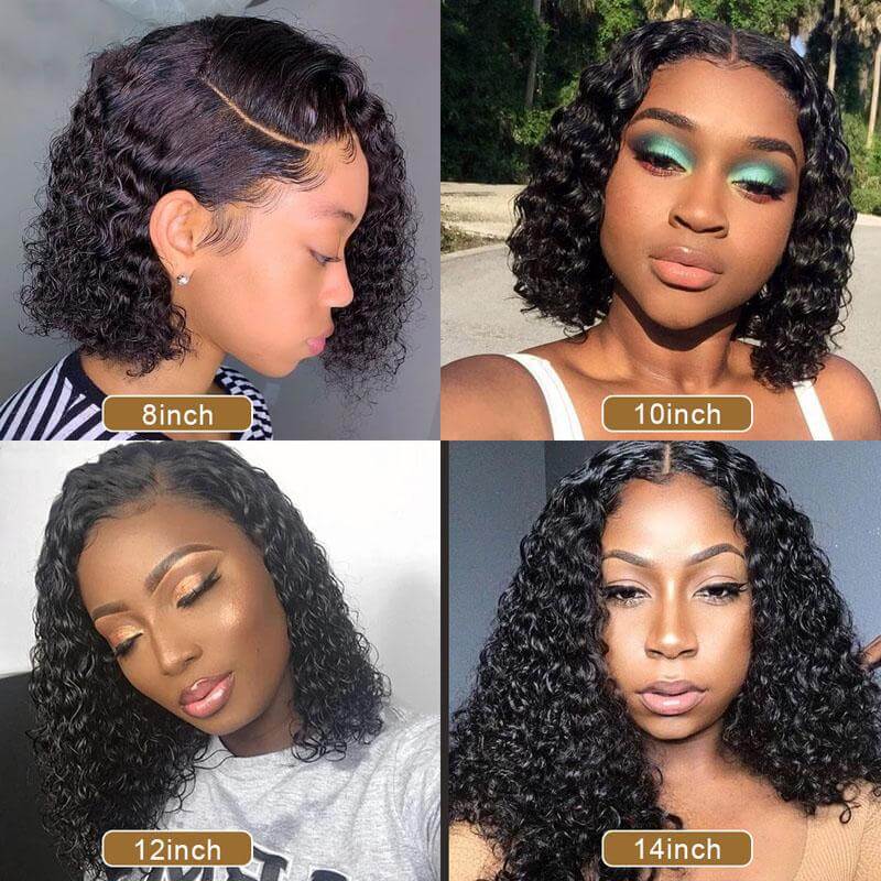 Xtrend Short Bob Lace Wig Curly Lace Closure Wig 4*4 150% /180% Human Hair Wigs For Women Kinky Deep Curly Wig