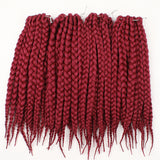 Xtrend Crochet Box Braids Hair 12roots Synthetic Kanekalon Braiding Hair Extensions Black Burgundy Heat Resistant
