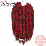 Xtrend 14'' 16stands Synthetic Havana Twist Crochet Braid Hair Ombre Braiding Hair Extension Jumbo Styles