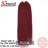 Xtrend 30Roots/Pack 22' Ombre Senegalese Twist Hair Synthetic Color Hair Crochet Braiding Hair Extensions Rainbow Hair