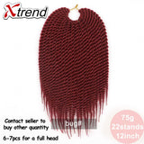 Xtrend 12inch 22roots Senegalese Twist Crochet Braid Hair Synthetic Ombre Kanekalon Colorful Hair Braiding Hair Extension