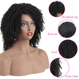 Short Dreadlock Wig Curly Synthetic Faux Locs Wigs 8 Inch Crochet Braids Wig