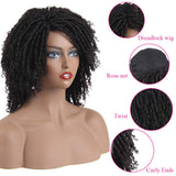 Short Dreadlock Wig Curly Synthetic Faux Locs Wigs 8 Inch Crochet Braids Wig