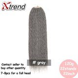 Xtrend Senegalese Twist Colorful Hair Crochet Braid Hair 22'' 22roots 120g Synthetic Ombre Braiding Hair Extension Rainbow Hair