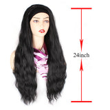 24inch Headband Wig Kinky Curly Synthetic Hair Wig None Lace Front Synthetic Hair Wig for Black Women Loose Wave Machine Made Wigs