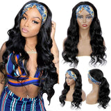 Body Wave Human Hair Wigs Glueless None Lace Front Wigs Brazilian Virgin Hair Machine Made Ice Silk Deep Curly Headband Half Wig