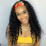 HeadBand Wigs Curly Human Hair Wig Brazilian Remy Deep Wave Human Hair None Lace Front Wigs