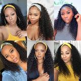 HeadBand Wigs Curly Human Hair Wig Brazilian Remy Deep Wave Human Hair None Lace Front Wigs