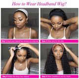 Headband Wig Human Hair Kinky Curly Wigs Machine Made Malaysian Jerry Curly Remy Human Hair Scarf Wigs