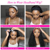 HeadBand Wigs Curly Human Hair Wig Brazilian Remy Deep Wave Human Hair None Lace Front Wigs