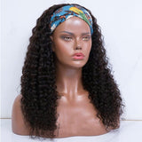 HeadBand Wigs Curly Human Hair Wig Brazilian Remy Deep Wave Human Hair None Lace Front Wigs
