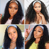 Headband Wig Human Hair Kinky Curly Wigs Machine Made Malaysian Jerry Curly Remy Human Hair Scarf Wigs