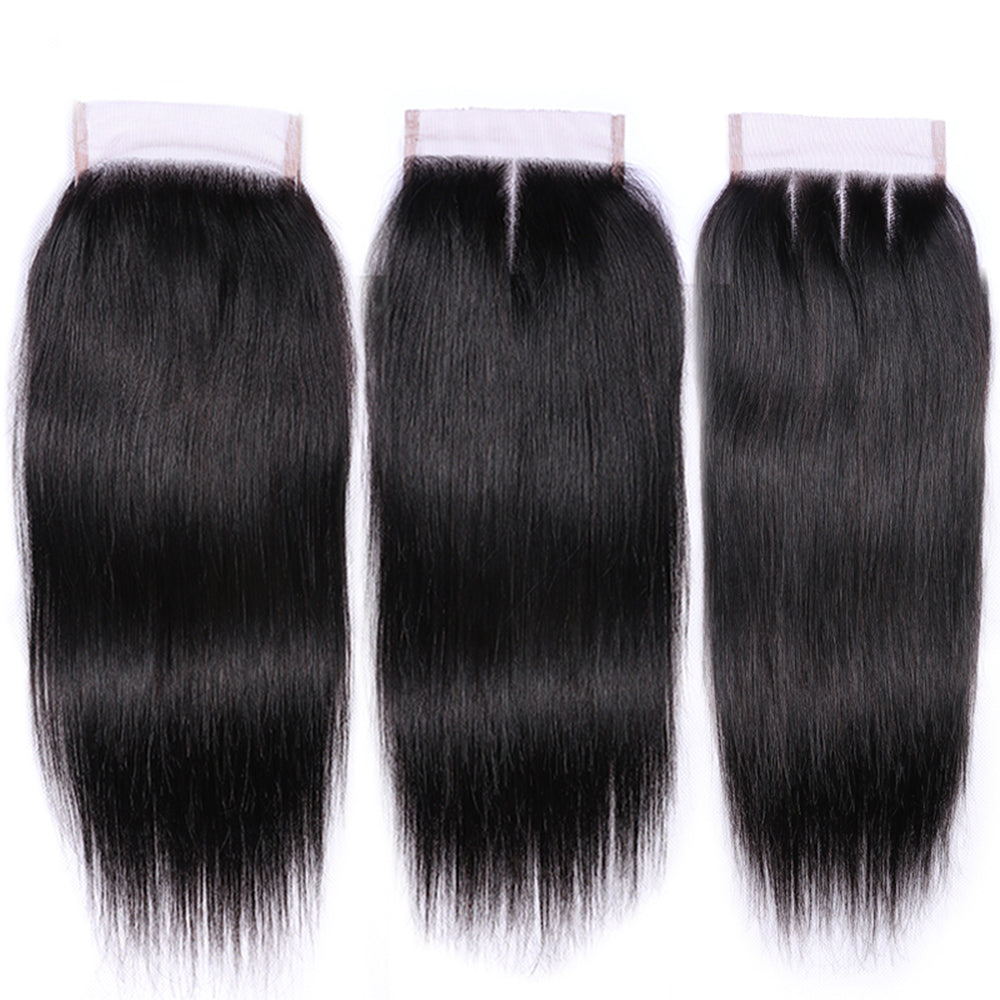 7A Malaysian Virgin Hair Straight Hair Bundles With Closure 100% Human Hair 3 Bundles With Lace Closure Hair Extensions