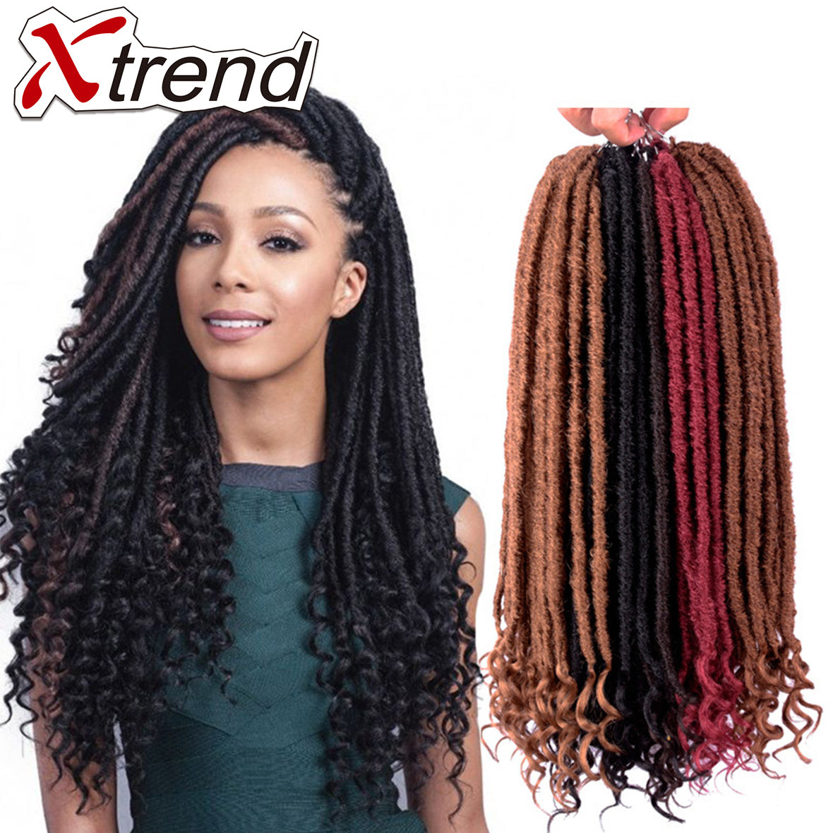 Synthetic Crochet Braids Hair Goddess Faux Locs Crochet Hair Soft Dread  Curly Hair Dreadlock 14/24