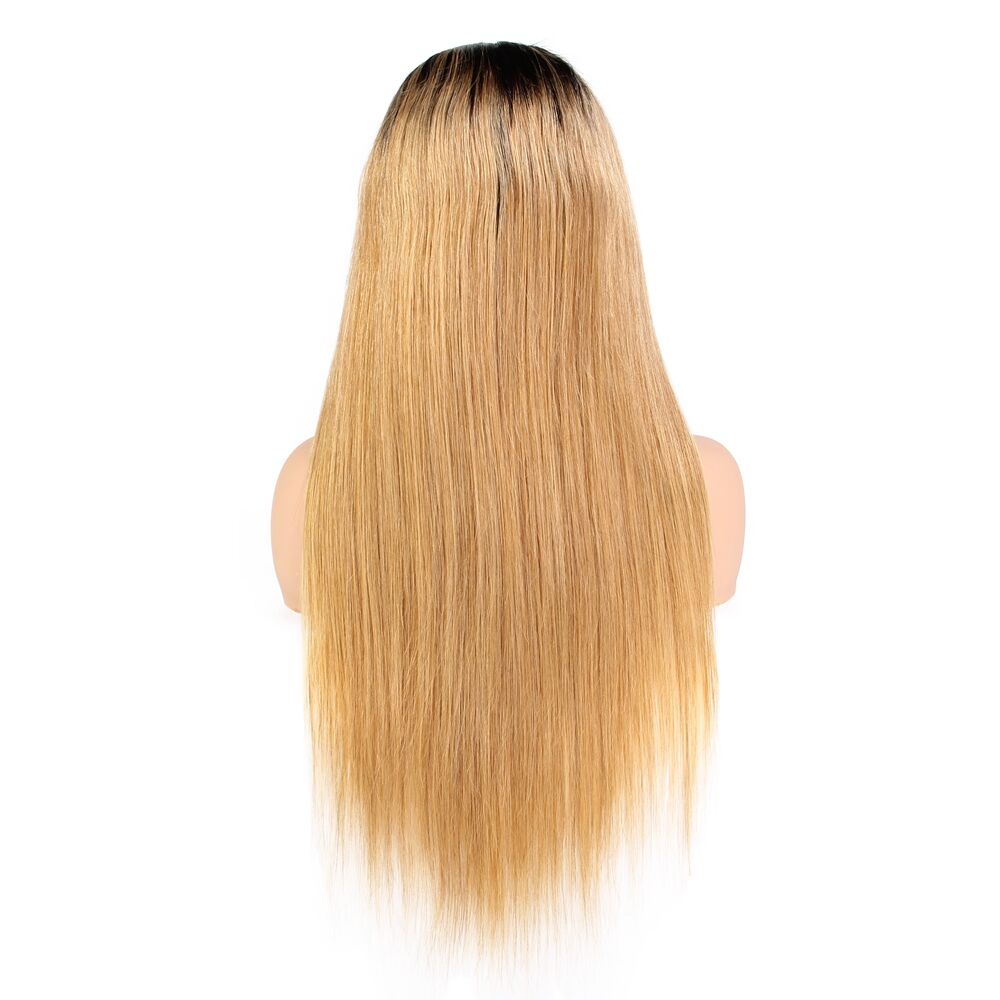 Lace Front Human Hair Wigs with Baby Hair Ombre 1B/27# Brazilian Virgin Hair Straight 360 Lace Frontal Wig Glueless Full Lace Wig