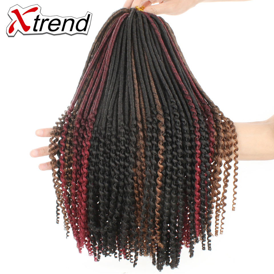 Xtrend Synthetic Faux Locs Curly Crochet Braid Hair 20inch 24Stands Ombre Braiding Hair