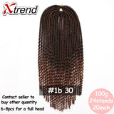 Xtrend Synthetic Faux Locs Curly Crochet Braid Hair 20inch 24Stands Ombre Braiding Hair