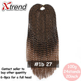 Xtrend Synthetic Faux Locs Curly Crochet Braid Hair 20inch 24Stands Ombre Braiding Hair