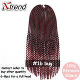 Xtrend Synthetic Faux Locs Curly Crochet Braid Hair 20inch 24Stands Ombre Braiding Hair