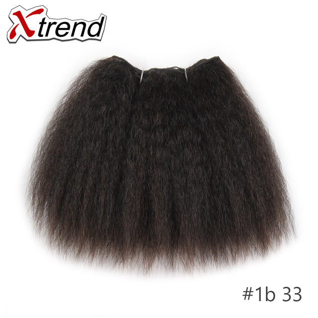 Xtrend Yaki Straight Hair Bundles Short Synthetic Crochet Braids Hair Weave For Black Women