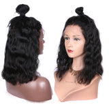 13x6 Short Bob Lace Front Human Hair Wigs loose Wavy Virgin Remy Natural Black Pre Plucked Bleached Knots body wave
