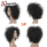 Xtrend 6inch 100g coco wig Short Synthetic kinky Fluffy Wig African For Black Women Yaki Straight Wig