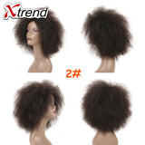 Xtrend 6inch 100g coco wig Short Synthetic kinky Fluffy Wig African For Black Women Yaki Straight Wig