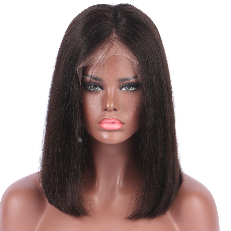 13x6 Short Bob Lace Front Human Hair Wigs Pre Plucked Deep Part Straight Frontal Wig For Black Women