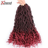 Xtrend Goddess Faux Locs Curly Crochet Braid Synthetic Hair 18'' 20roots Ombre Braiding Hair Brown High Temperature Fiber
