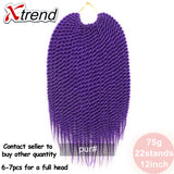 Xtrend 12inch 22roots Senegalese Twist Crochet Braid Hair Synthetic Ombre Kanekalon Colorful Hair Braiding Hair Extension