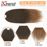 Xtrend 30Roots/Pack 22' Ombre Senegalese Twist Hair Synthetic Color Hair Crochet Braiding Hair Extensions Rainbow Hair