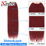 Xtrend Senegalese Twist Colorful Hair Crochet Braid Hair 22'' 22roots 120g Synthetic Ombre Braiding Hair Extension Rainbow Hair