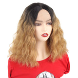 14 inch loose wavy lace front bob wigs ombre middle part swiss lace frontal body wave synthetic bob wig