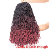 20 Inch Pre-Looped Goddess Faux Locs Wavy crochet braids ombre Gypsy dreadlocks curly braiding hair